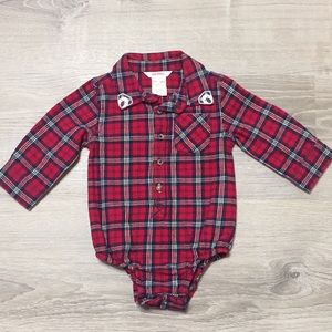Joe Fresh flannel long sleeve baby onesie EUC